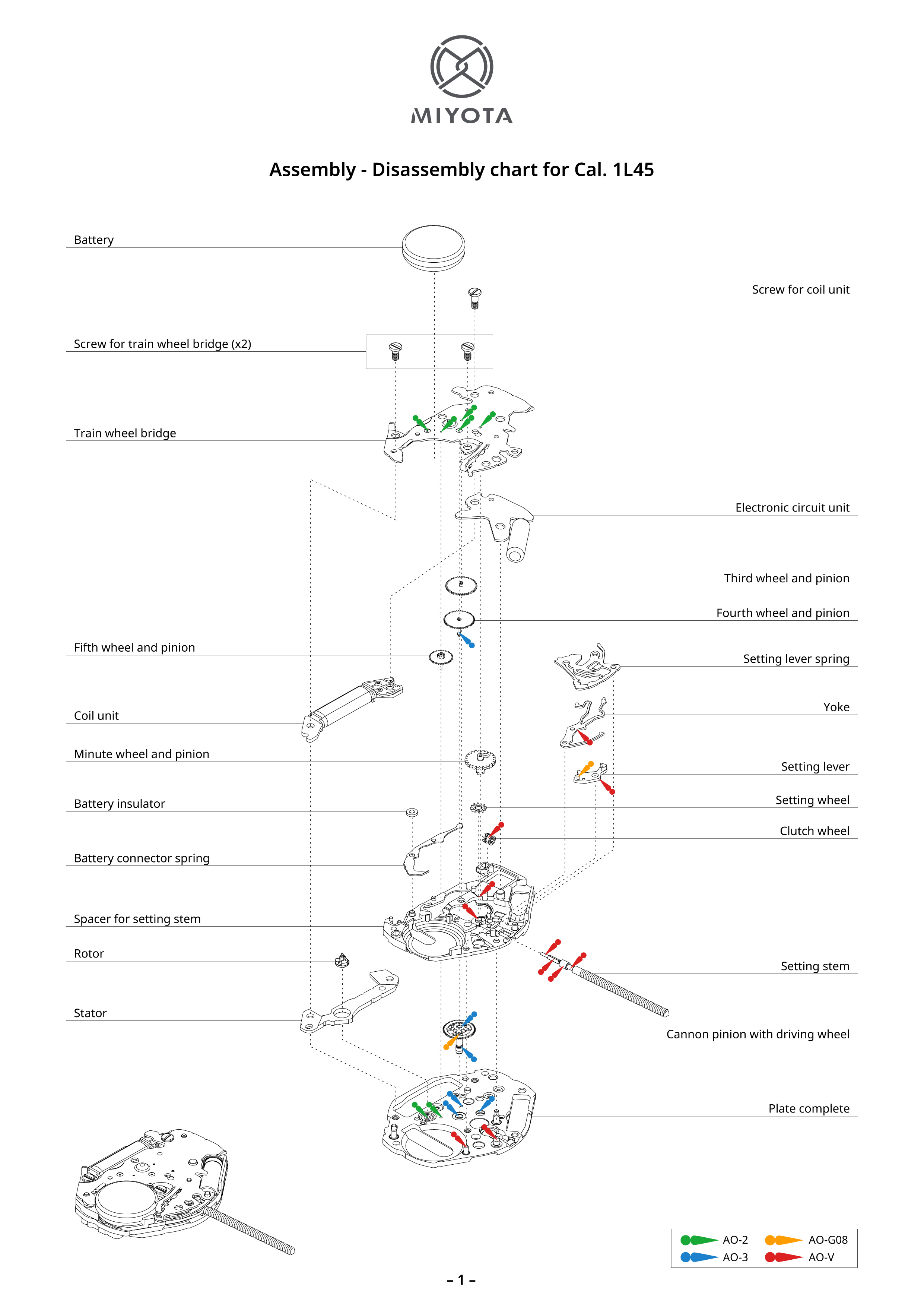 1L45 Standard Movements MIYOTA MOVEMENT