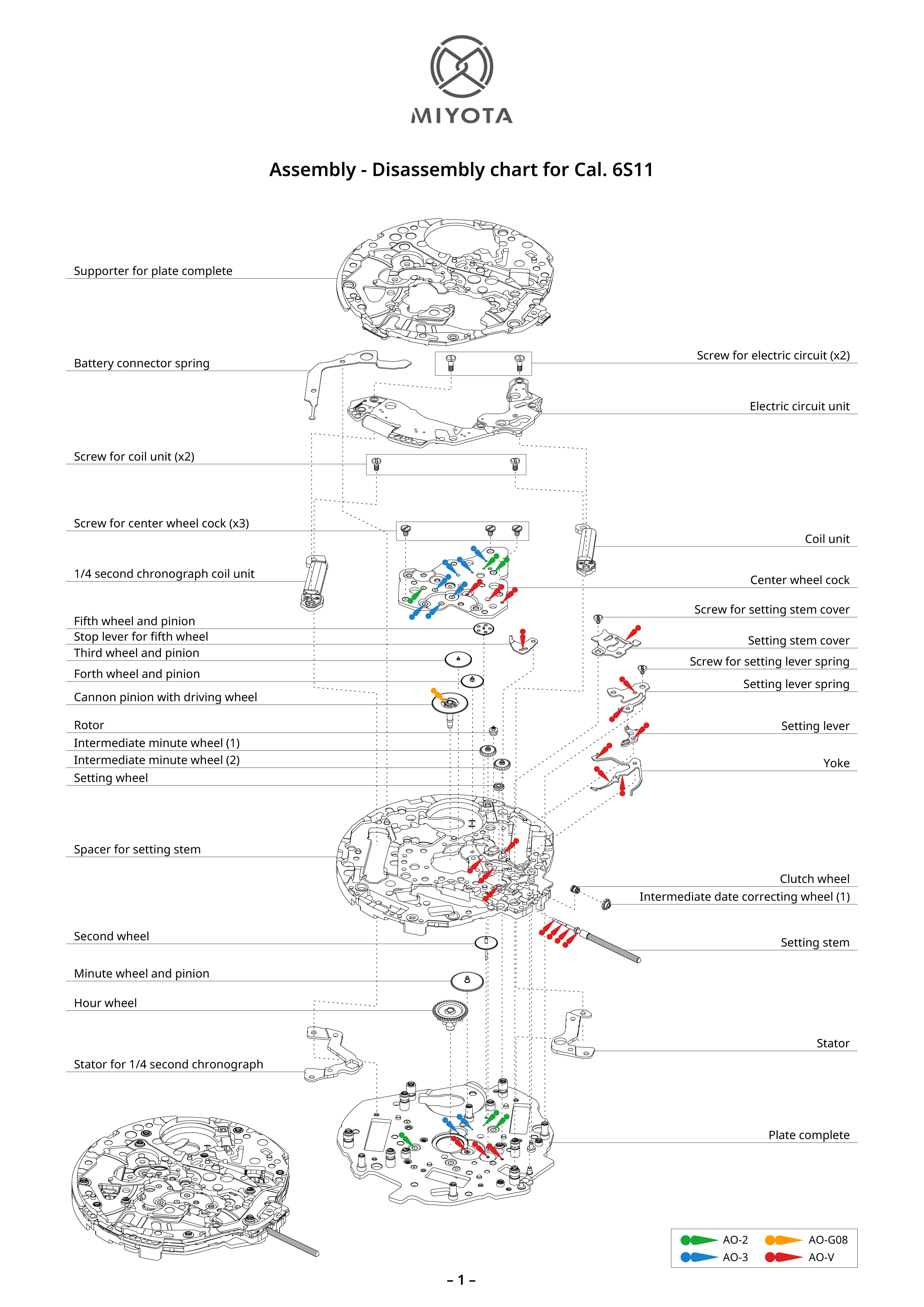 6S11 Chronograph Movements MIYOTA MOVEMENT